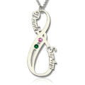 Personalised double name birthstone infinity necklace