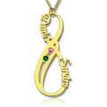Vertical infinity name necklace with birthstones