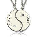 Personalised Yin Yang Necklace Set with Birthstones Personalised Yin Yang necklace set with engraving and birthstones