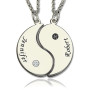 Gifts for Him Her - Yin Yang Necklace Set with Name Birthstone