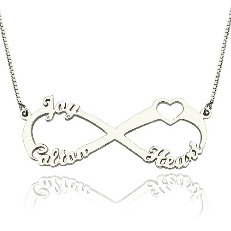 Personalised heart infinity necklace with names