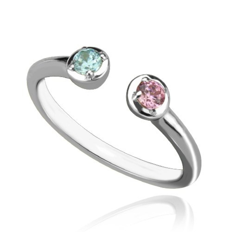 Dual birthstone cuff ring