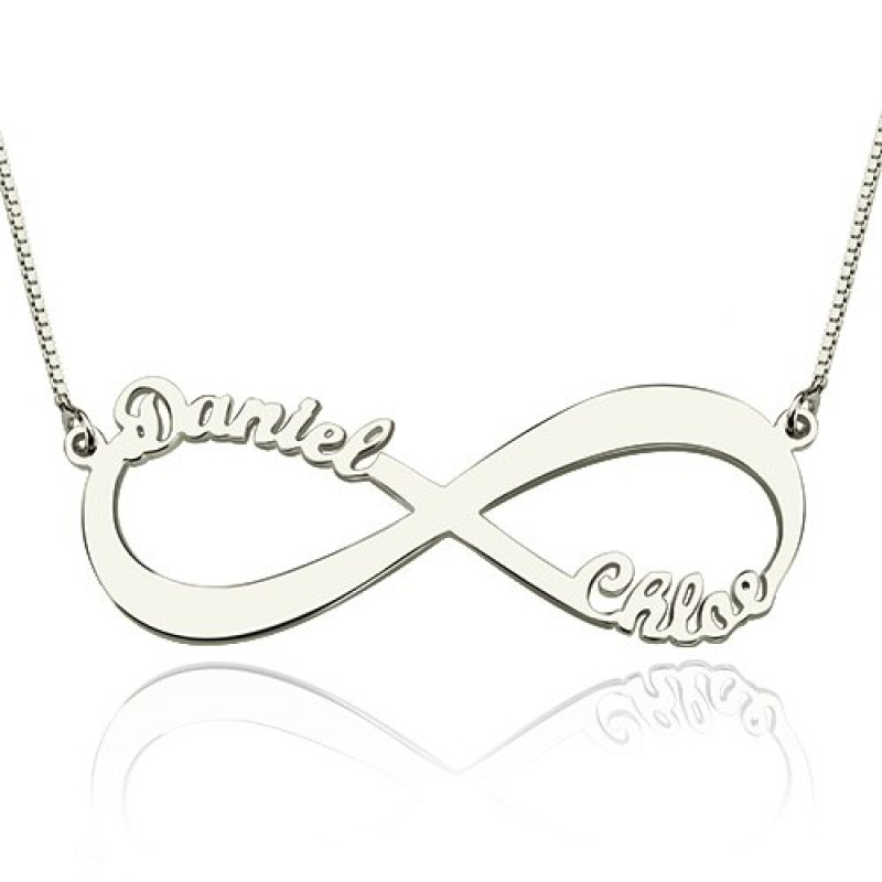 Personalised double name infinity symbol necklace