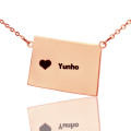 Wyoming Map Heart Name Necklace Wyoming state map heart name necklace in rose gold