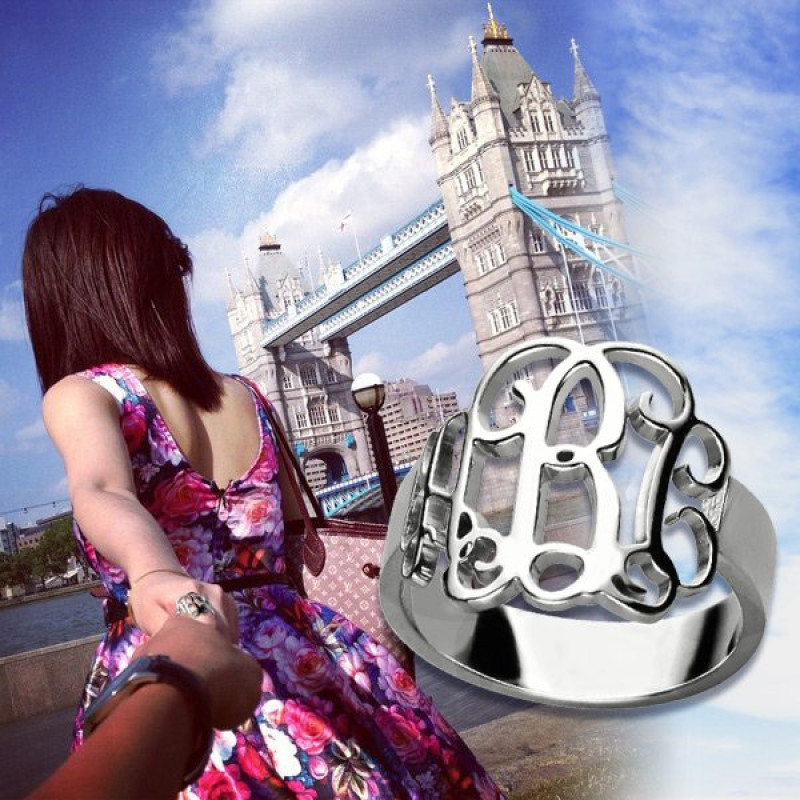 Personalised Three-Initial Monogram Ring Personalised three-initial monogram ring product image