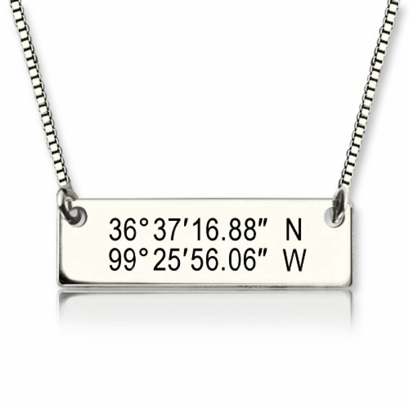 Custom Coordinates Bar Necklace Custom latitude and longitude coordinates bar necklace
