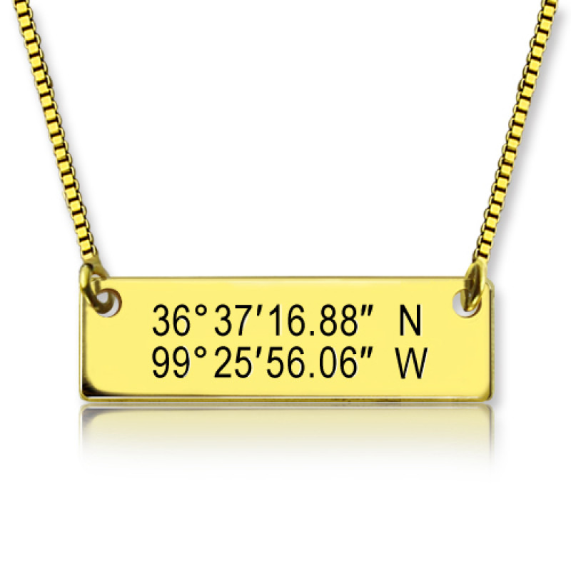 Personalised GPS coordinates bar necklace