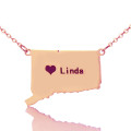 Connecticut Heart Name Necklace Connecticut state-shaped heart name necklace