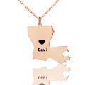 Custom Louisiana state-shaped name necklace in rose gold