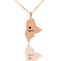 Custom Maine state-shaped heart name necklace