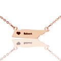 Custom Tennessee State Heart Name Necklace Custom Tennessee state-shaped heart name necklace in rose gold colour