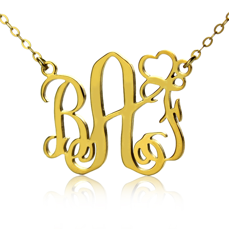 Personalised 18ct solid gold monogram love necklace