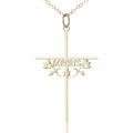 Personalised Cross Name Necklace with Rose Personalised cross name necklace with rose detail