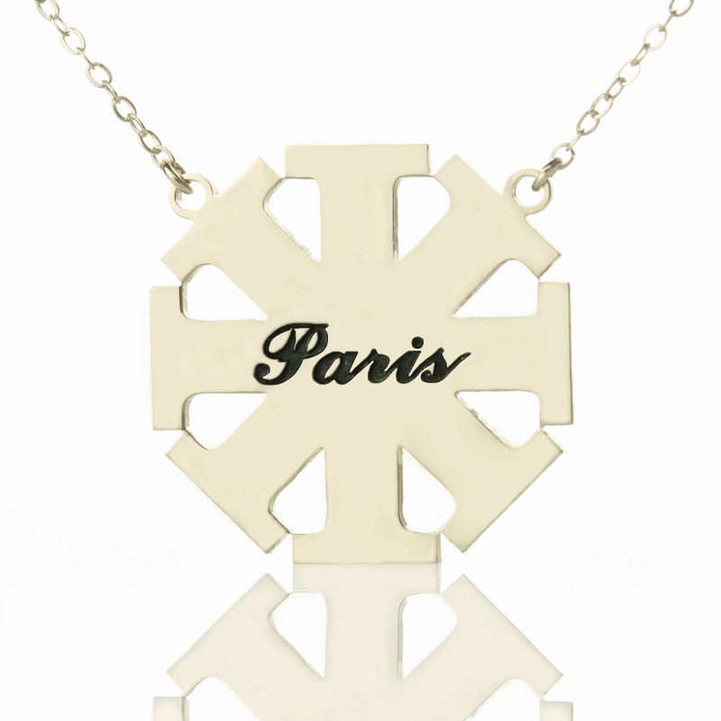 Personalised cross name necklace in sterling silver