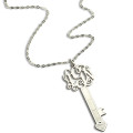 Personalised sterling silver key necklace with monogram pendant