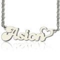 Custom Banana font heart-shaped name necklace