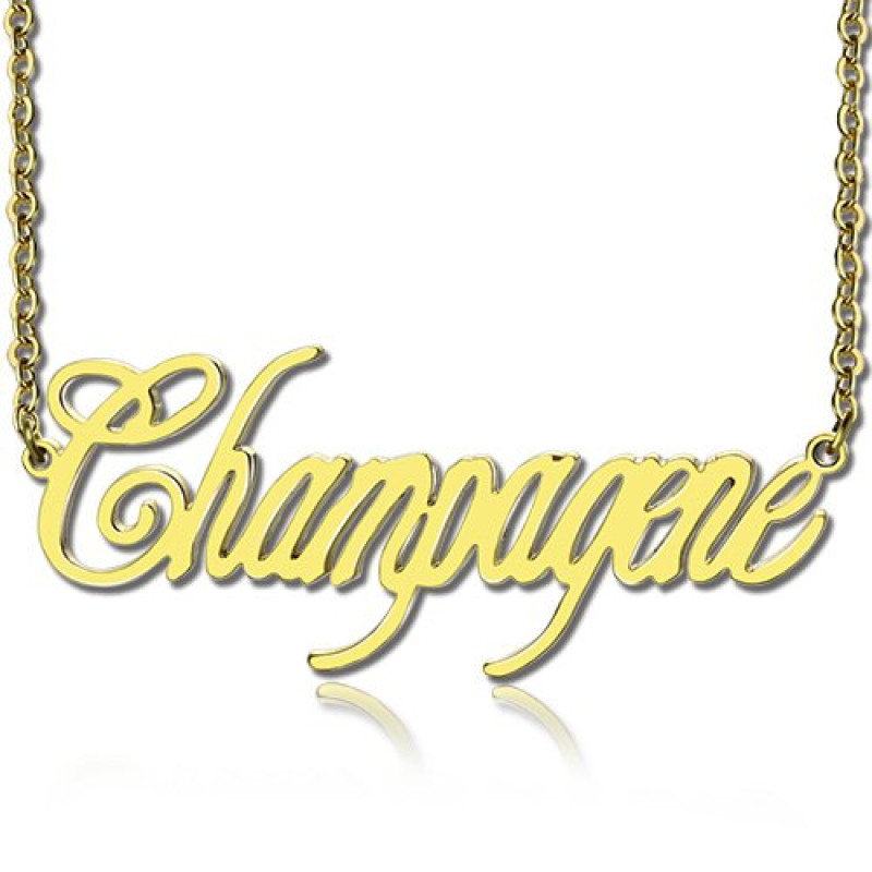 Personalised Champagne Font script name necklace