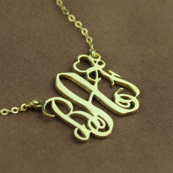 Personalised Initial Monogram Necklace 18ct Solid Gold With Heart Personalised Initial Monogram Necklace 18ct Solid Gold With Heart