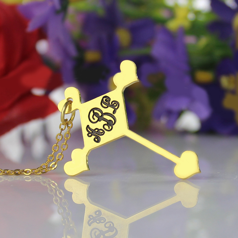 Engraved cross monogram necklace product image