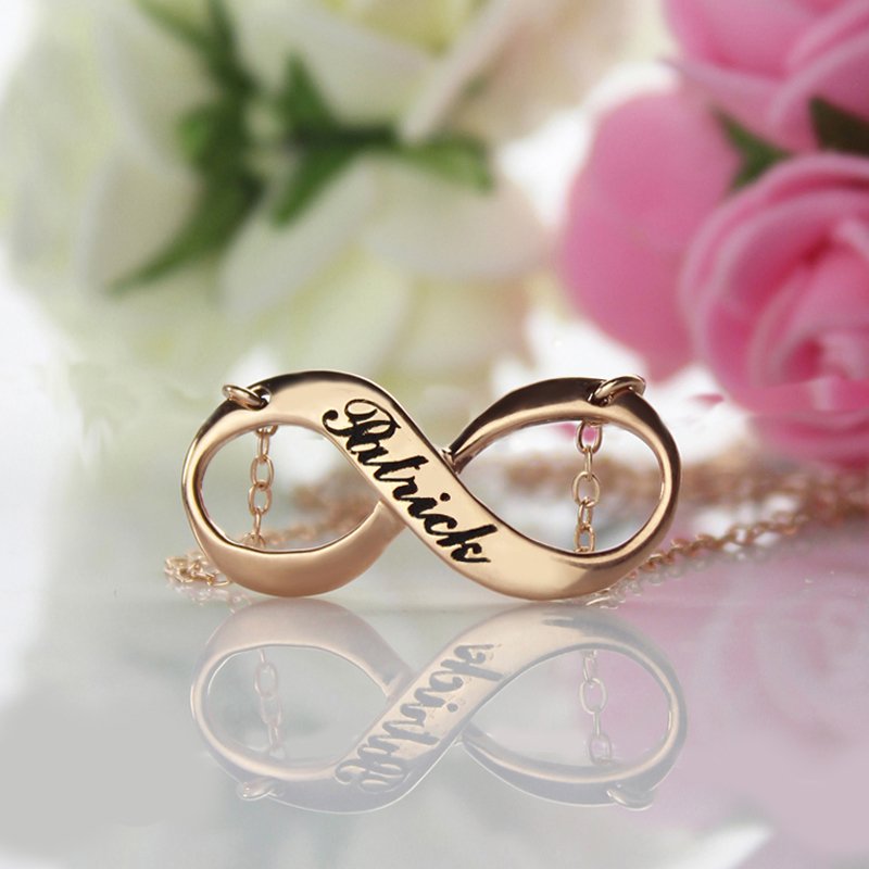 Engraved infinity name necklace product view