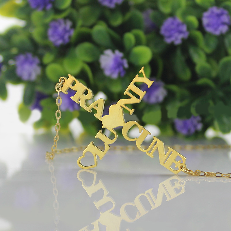 Personalised Two-Name Cross Necklace Personalised two-name cross necklace product view