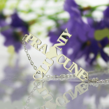 Personalised Two Name Cross Necklace Sterling Silver Personalised Two Name Cross Necklace Sterling Silver