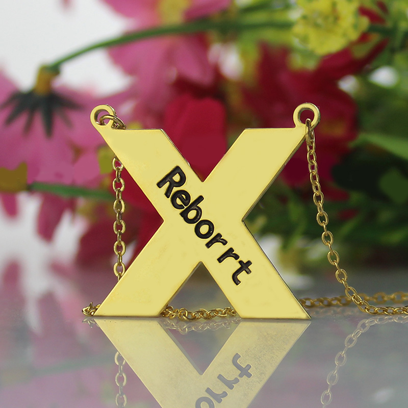 Personalised St. Andrew Cross Name Necklace Detail Personalised St. Andrew cross name necklace detail