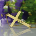 Engraved Latin cross name necklace product view