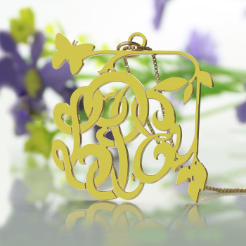 Vines Butterfly Monogram Initial Necklace 18ct Gold Plated Vines Butterfly Monogram Initial Necklace 18ct Gold Plated