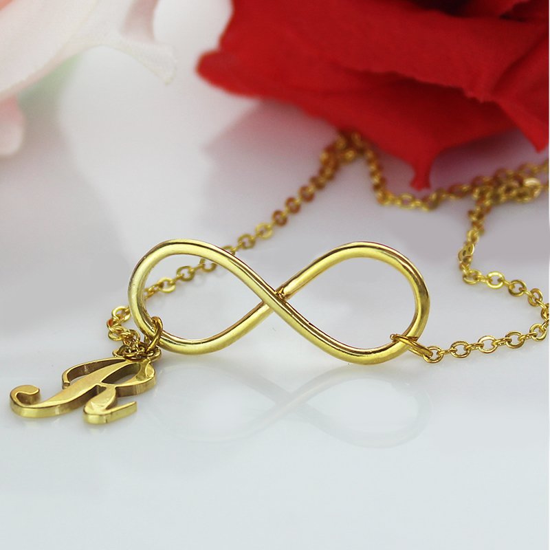 Infinity Knot Initial Necklace with 18ct Gold Plating Infinity knot initial necklace product image