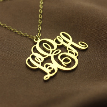 Personalised Vine Font Initial Monogram Necklace 18ct Gold Plated Personalised Vine Font Initial Monogram Necklace 18ct Gold Plated