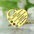 Mother’s Birthstone Heart Name Necklace Personalised mother’s birthstone heart name necklace, alternate view