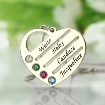 Personalised Mothers Heart Necklace Gift with Birthstone Name