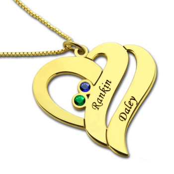 Two Hearts Forever One Love Necklace 18ct Gold Plated Two Hearts Forever One Love Necklace 18ct Gold Plated