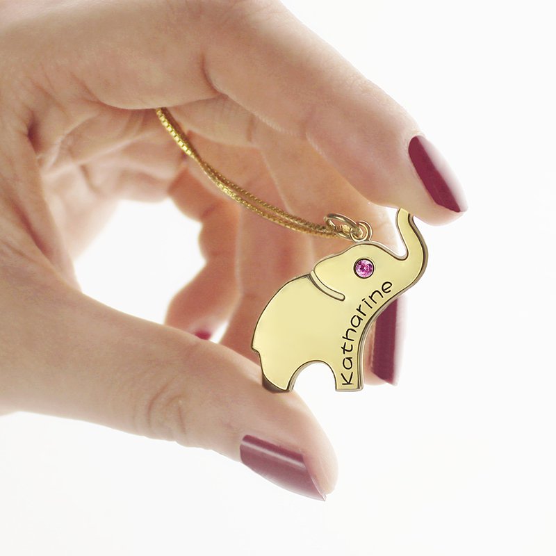 Engraved elephant lucky charm necklace product image