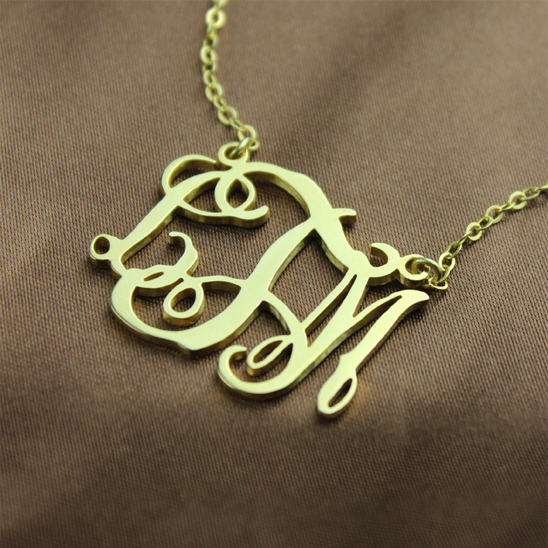 Cut-out personalised monogram necklace with initial pendant