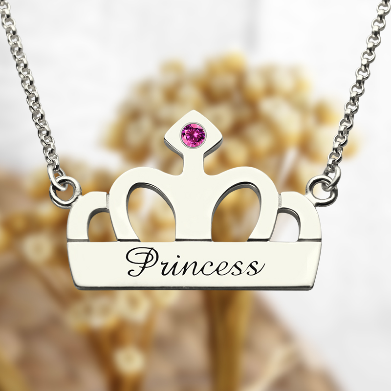 Crown Charm Name Necklace Personalised crown charm name necklace product image