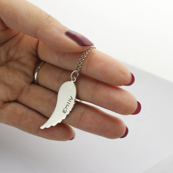 Custom Cute His and Her Angel Wings Necklaces Set Silver Custom Cute His and Her Angel Wings Necklaces Set Silver