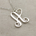 Custom heart initial monogram necklace product image