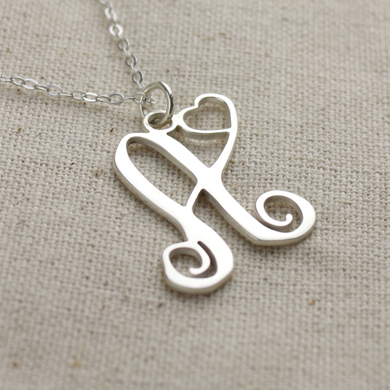 Custom heart initial monogram necklace product image
