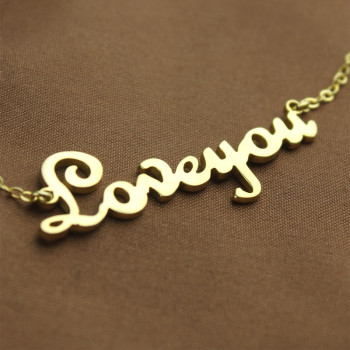 Personalised 18ct Gold Plated French Font I Love You Name Necklace Personalised 18ct Gold Plated French Font I Love You Name Necklace