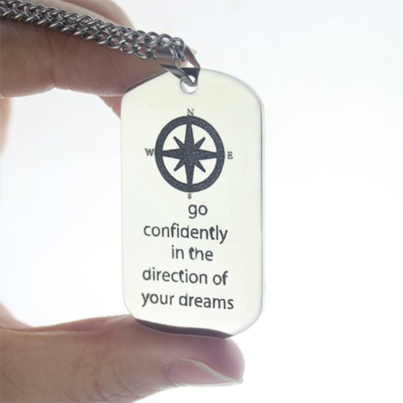 Personalised Compass Dog Tag Name Necklace Personalised Compass Dog Tag Name Necklace product image