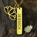 Yoga Lotus Flower Bar Necklace Personalised yoga lotus flower bar necklace product image