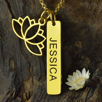 Yoga Lotus Flower Bar Necklace 18ct Gold plated Yoga Lotus Flower Bar Necklace 18ct Gold plated