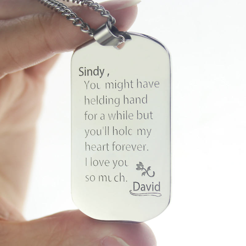 Men's Dog Tag Name Necklace - View 2 Men's personalised dog tag name necklace