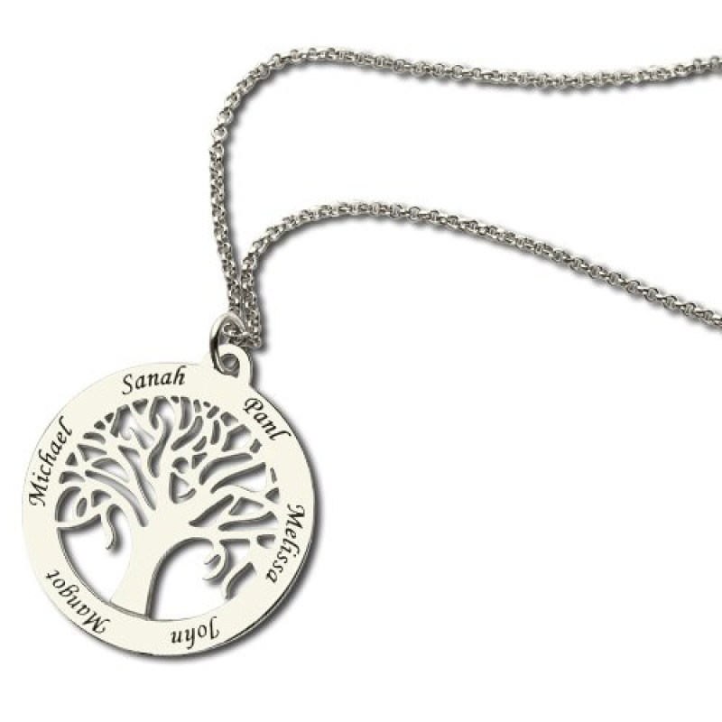 Tree of Life Engraved Name Necklace in Silver Tree of Life engraved name necklace in silver