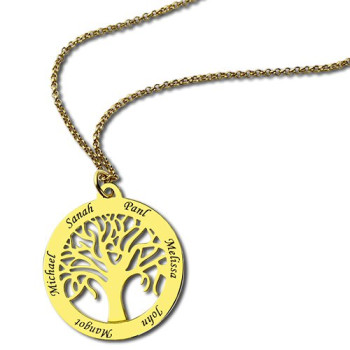 Tree of Life Jewellery Family Name Necklace in 18ct Gold Plated Tree of Life Jewellery Family Name Necklace in 18ct Gold Plated