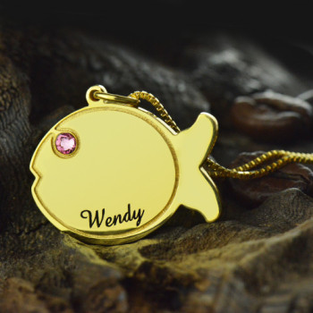 Kids Fish Name Necklace 18ct Gold Plated Kids Fish Name Necklace 18ct Gold Plated