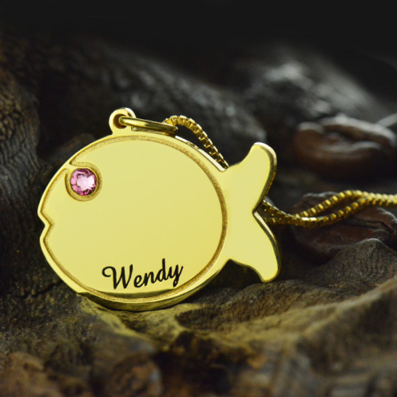 Personalised kids fish name necklace product image