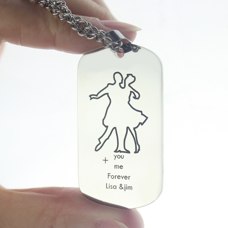 Dancing Theme Dog Tag Name Necklace Dancing Theme Dog Tag Name Necklace product image